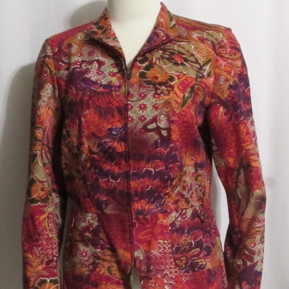 NEW Ladies COLDWATER CREEK Floral Denim Jacket S - Picture 1 of 7